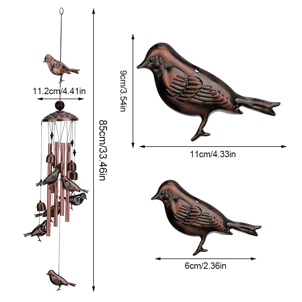 

Wind Chime Metal Vintage Windbell Fowl Hanging Pendant Wind Bell for Home Shop Decoration