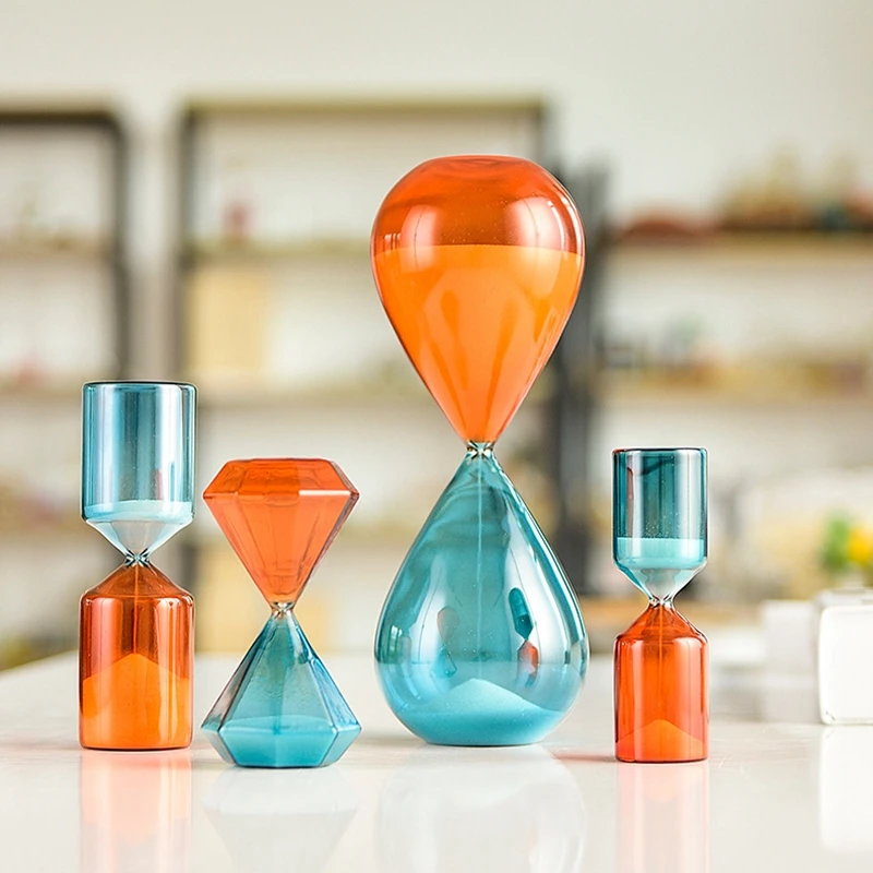 

Nordic household color glass hourglass timer two-color creative gift decoration Valentine's Day gift in graduation season
