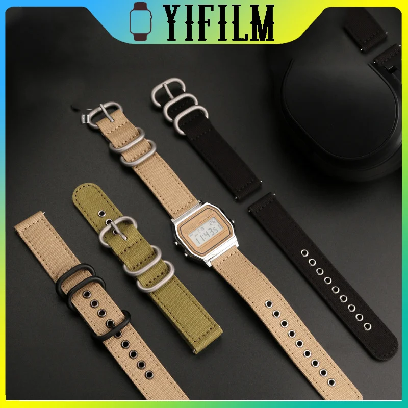 

Ремешок брезентовый для Casio A159W-N1 A158WA A168, Мягкий Нейлоновый браслет для мужских и женских часов, прочный браслет для Casio, 18 мм