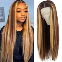 highlight lace front wig straight ombre blonde long straight synthetic lace front wigs for women heat resistant