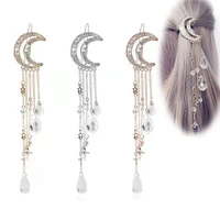 new fashion diamond studded moon tassel pendant pendant side clip moon tassel hair accessories hair clip