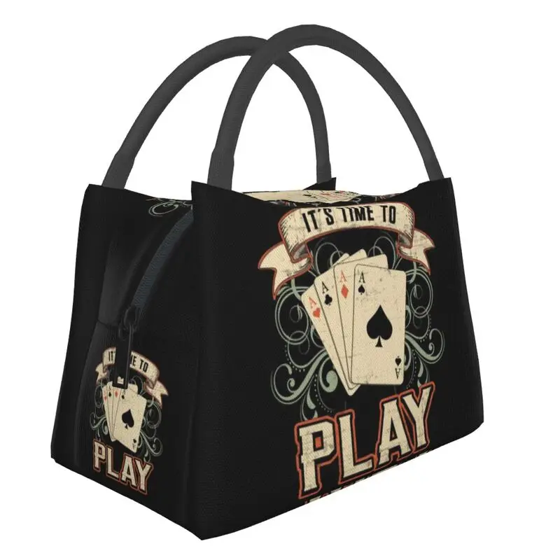 

Cards Card Playing Day Poker Insulated Lunch Bag for Women Resuable Game Players Cooler Thermal Bento Box Work Picnic