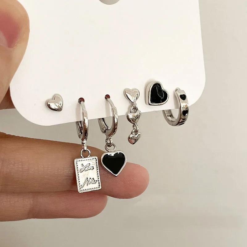 

Lost Lady 6pcs Fashion Drip Oil Heart Stud Earrings Pendant Earrings For Women Fashion Trend Ladies Birthday Party Gift Jewelry