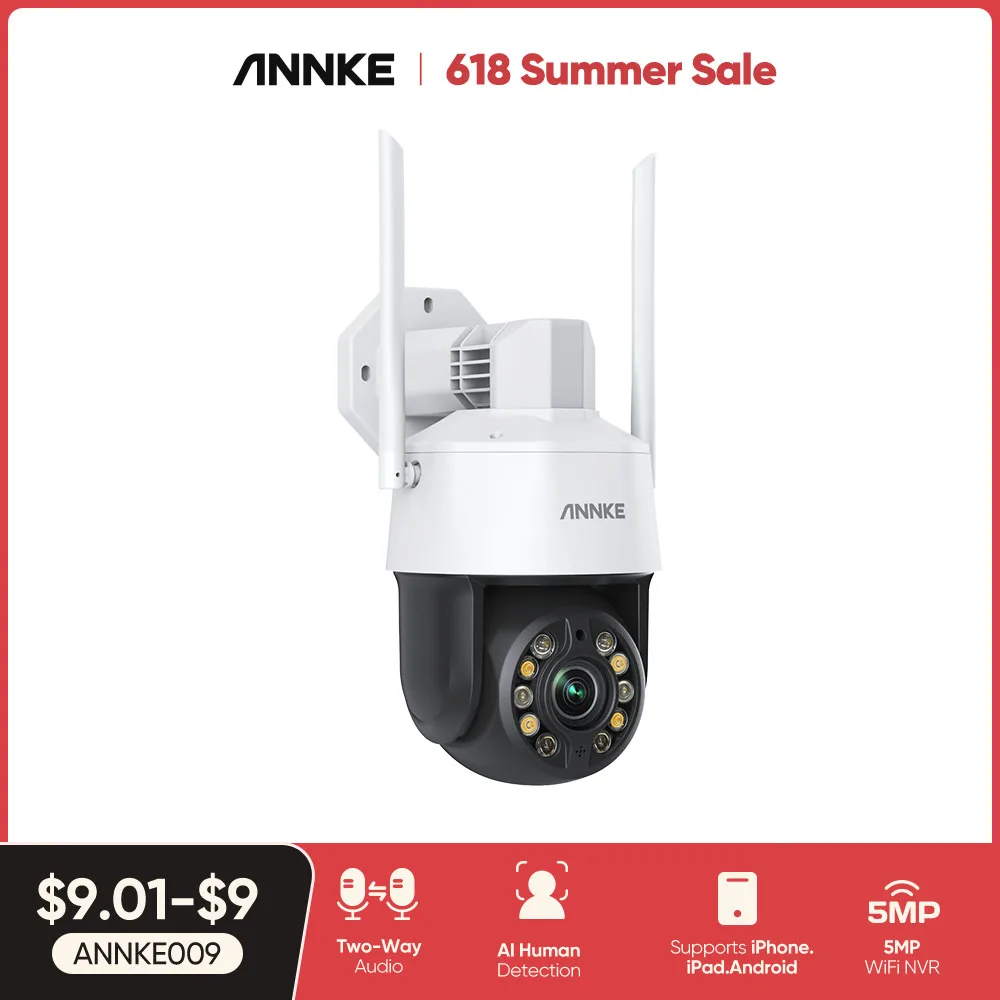 ANNKE 5MP 20X Optical Zoom PoE PTZ WiFi Security Camera, AI Human Detection & Auto Tracking, Two-Way Audio Camera Full-color