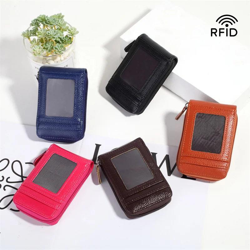 

Men's Wallet PU Leather Credit Card Holder RFID Blocking Zipper Pocket Men Bag WOMEN WALLET FASHION NEW Bolsa