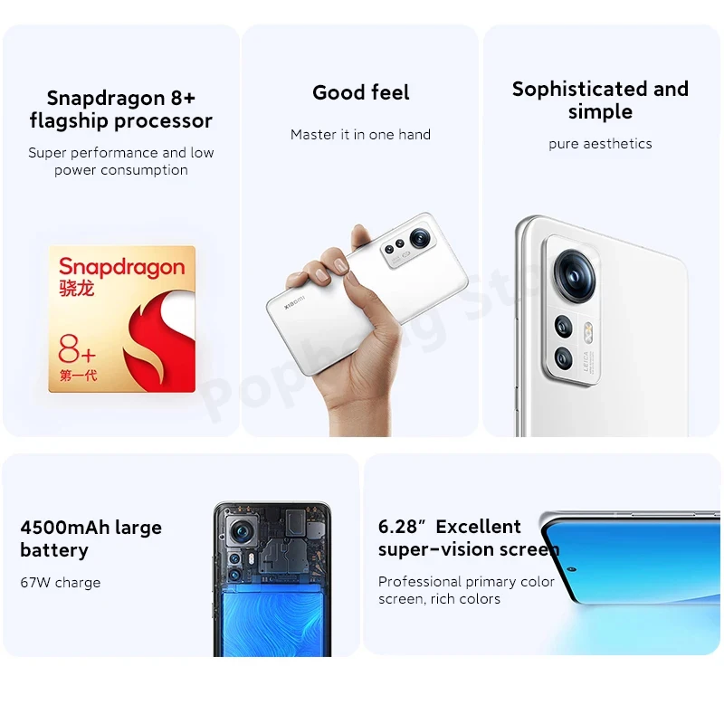 Kup Globalne Oprogramowanie Xiaomi 12S 5G Telefony Komórkowe 6.28 Cala Snapdragon Gen 8 + Octa Core 67W Szybka ładowarka 50MP Potrójne Kamery