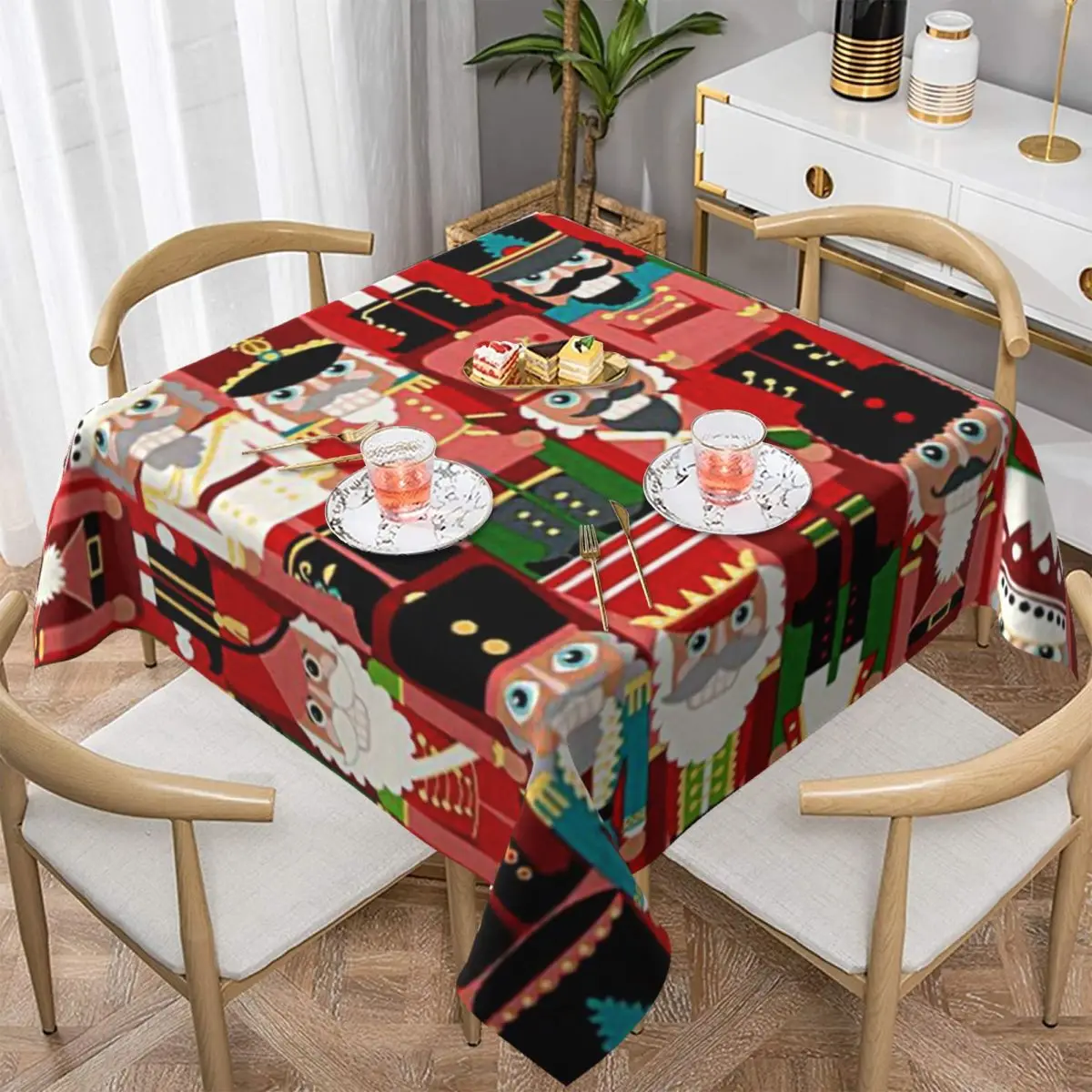 

Nutcracker Toy Soldiers Tablecloth Water Resistant Table Cloth Decorative Table Cover for Dining Table Buffet Parties Camping