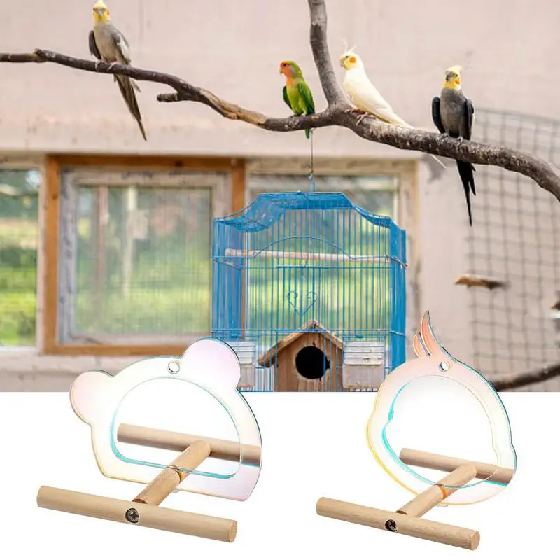 

Подставка для домашних животных, птиц, попугай, окунь с зеркалом, для клетки, Интерактивная игрушка для игр, для маленьких попугаев, Lovebirds, аксессуары для птиц