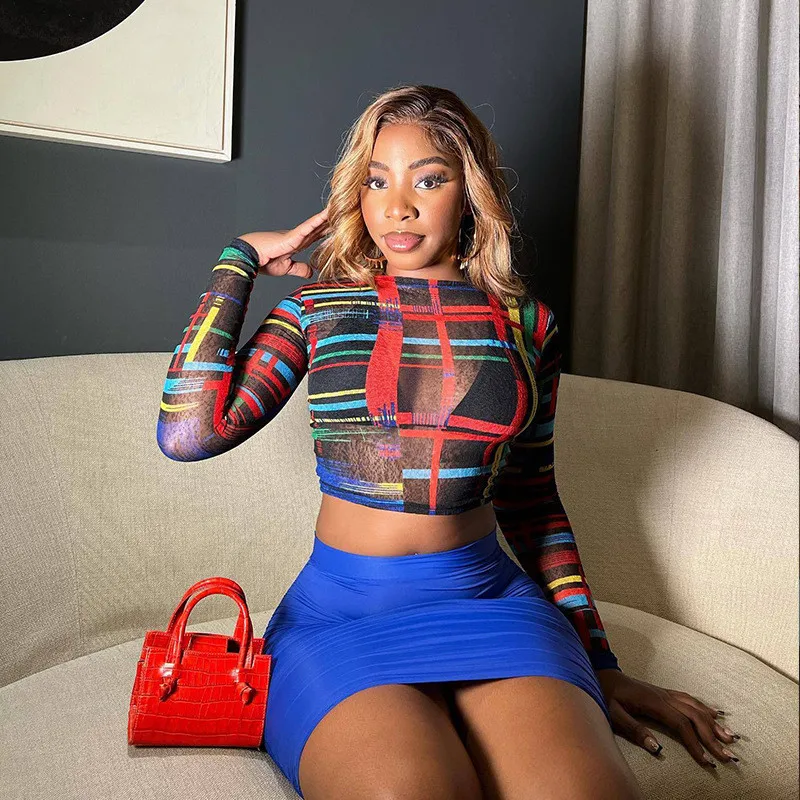 

Футболка женская сетчатая с круглым вырезом и длинным рукавом, Y2K