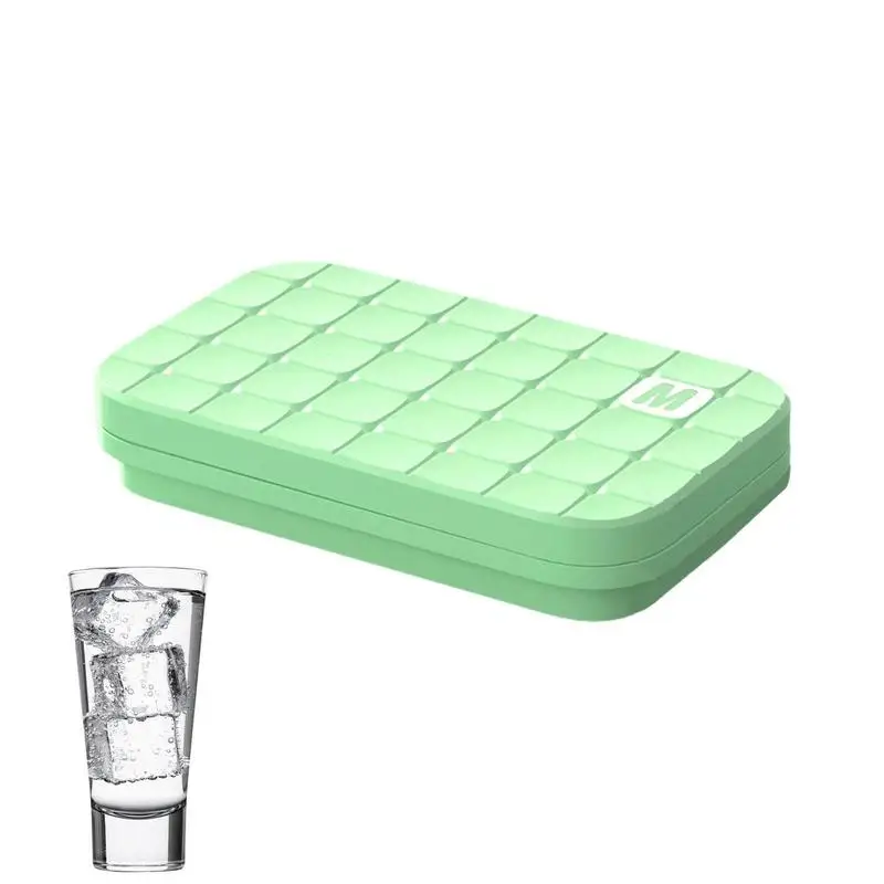 

Reusable 28 Grids Silicone Ice Cube Trays With Lid Easy-Release DIY Fruits Stackable Ice Cube Molds For Coffee Cocktail Freezer