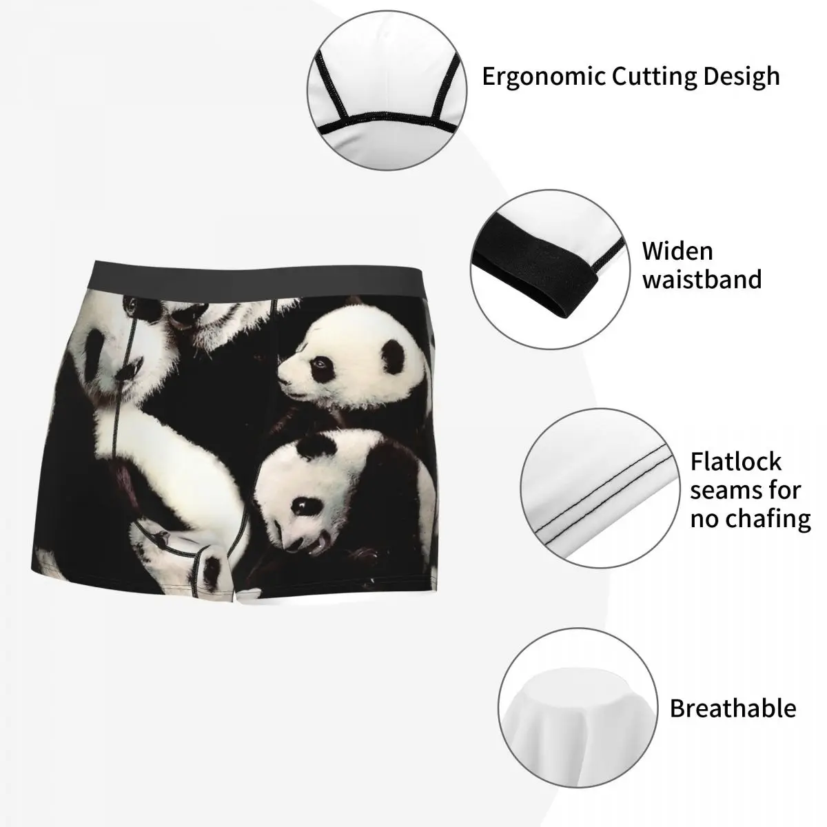 Трусы Pandas Animal Meme дышащие трусы мужское нижнее белье вентилируемые шорты боксеры -