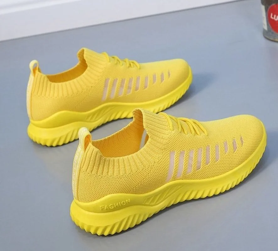 

Летние женские кроссовки, женская спортивная обувь для бега, женские белые, розовые, желтые кроссовки, теннисная ткань, сетчатые Женские кроссовки с вулканизированной подошвой