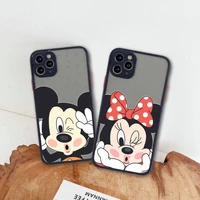 cute mickey minnie mouse phone case for iphone 13 12 11 pro max mini xs 8 7 plus x se 2020 xr matte transparent cover