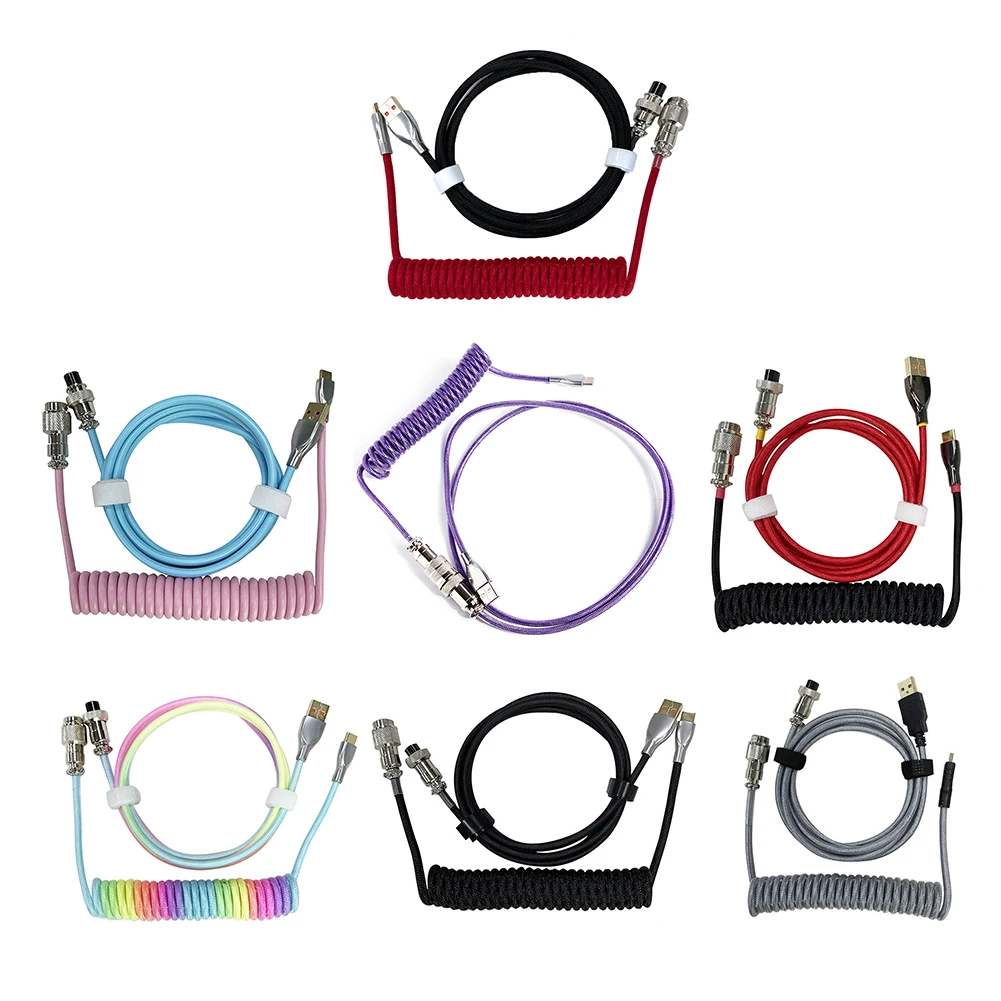 USB C механический кабель для клавиатуры авиационный соединитель пружинный провод