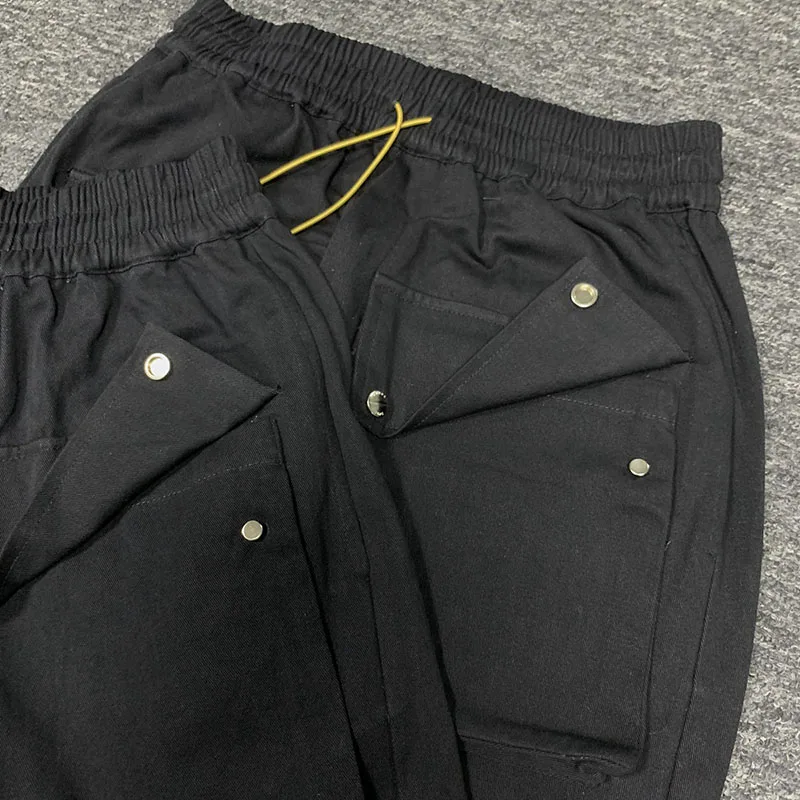 RHUDE Trousers Multi-pocket Overalls Drawstring Straight Loose Jeans Casual Button Rhude Pants Men's Pants