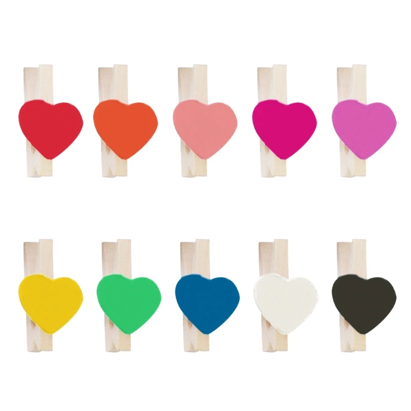 

50Pcs/Set Wooden Clips Durable Wood Clothespins Small Love Heart Pegs Photo Clip