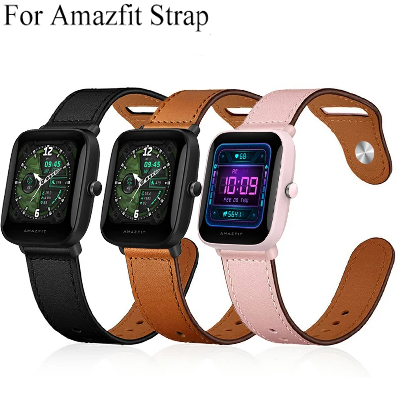 Correa Leather Band For Amazfit GTS/2/2e/GTS2 Mini/GTR 42mm/47mm/GTR2/2e/stratos 3 belt Bracelet Amazfit bip/pace 20/22mm strap