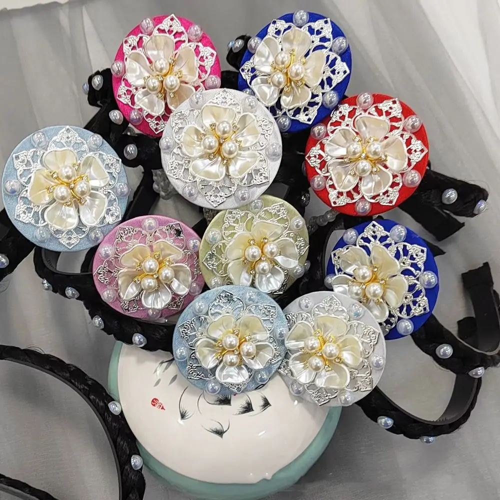Классическая цветочная корейская повязка на голову с кисточками и бисером