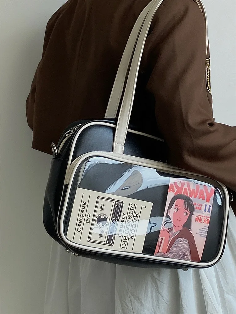 

Y2k Fashion Square Zipper Shoulder Bags 2023 New Large Capacity Tote Bag Harajuku Retro Portable School Handbags for Women