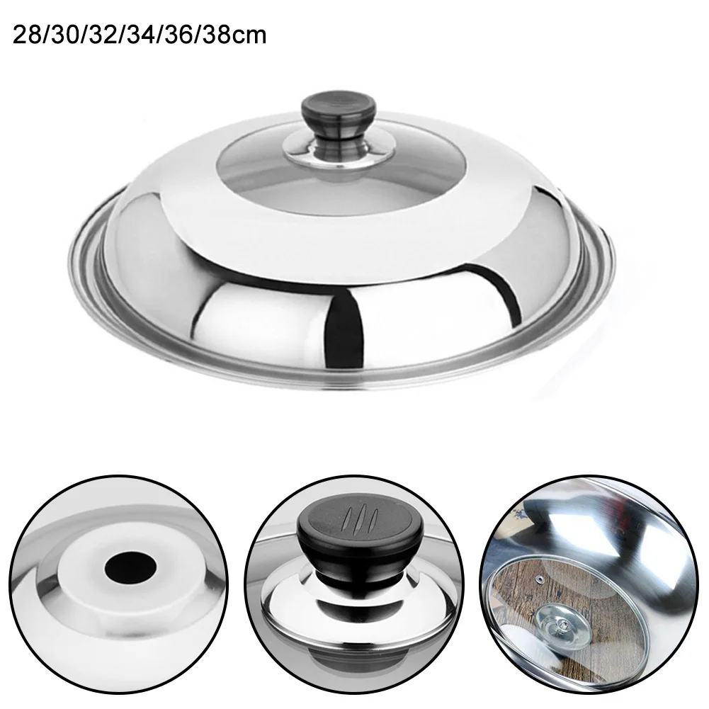 

Stainless Steel Visible Frying Pans Lid Wok Pan Lid Vegetable Cover Round Chef Pan Lid Knob Premium Qualtiy Pan Covers