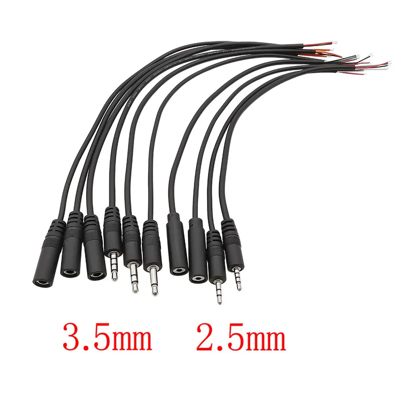 1Pcs 2.5/3.5mm Male Plug/Female Jack Mono/Stereo AUX 2/3/4Pole To Bare Wire Connector DIY Audio Headphone Repair Extension Cable