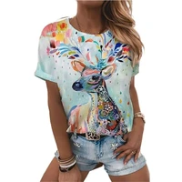 2022 new animal print t shirt in 3d womens cute cat short sleeve t shirt girls and pets casual round neck t shirt short sleeve floral fashion t shirt
