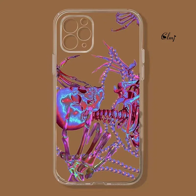 

Clmj Cool Punk Skeleton Phone Case For Samsung Galaxy A13 5G S23 S22 A52 A54 For iPhone 13 11 14 12 Silicone Protective Cover