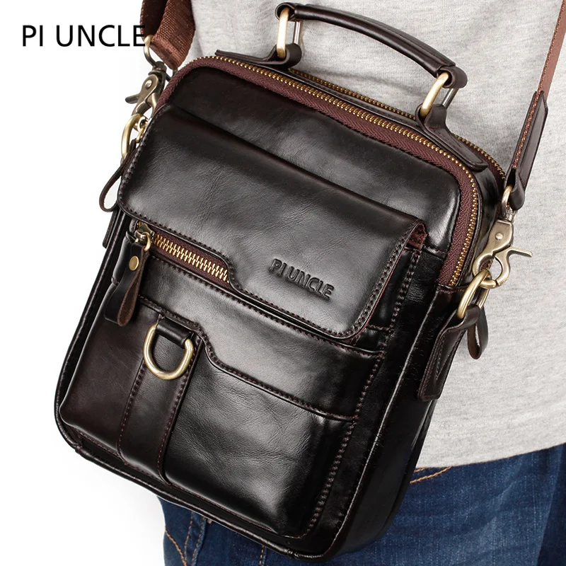Fashion luxury designer men's leather one-shoulder crossbody bag casual retro versatile handbag