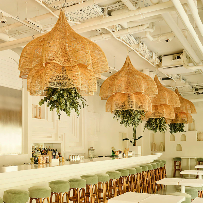 

New high-quality handmade rattan lamp Japanese restaurant pendant lamp kitchen living room home decoration