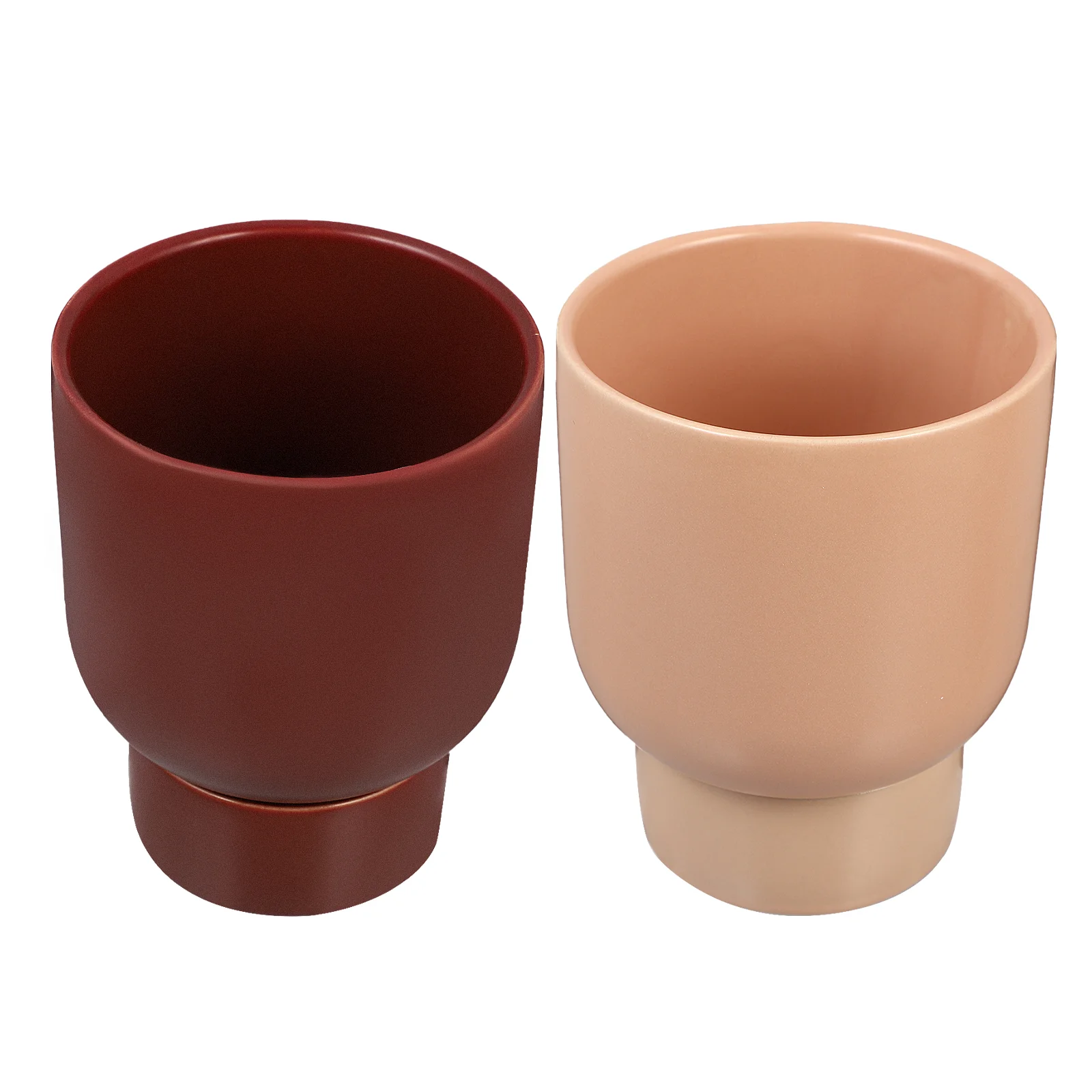 

2pcs Simple Flower Pot Ceramic Planting Container Fashion Plant Pot with Tray