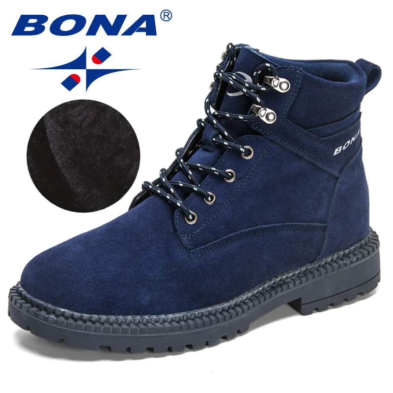 BONA 2023 New Designers Brand Suede Ankle Boots Winter Classic Boots Men Fashion Casual Shoes Man Plush Warm Boots Mansculino