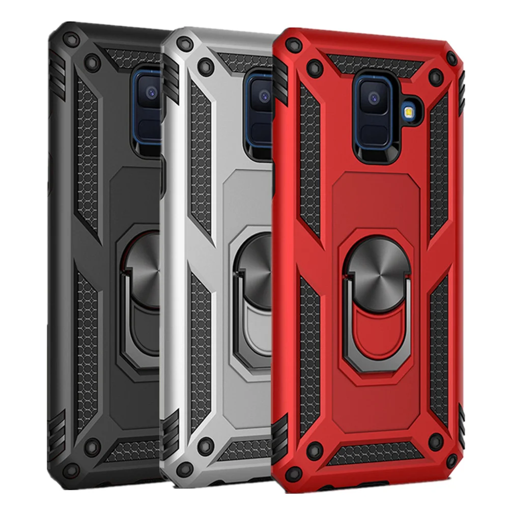 

A6 2018 For Samsung Galaxy A6 A8 J4 J6 Plus Prime J3 J7 J8 A9 2018 J2 Pro J4 Core Cover Case Armor Stand Holder Ring Magnet Capa
