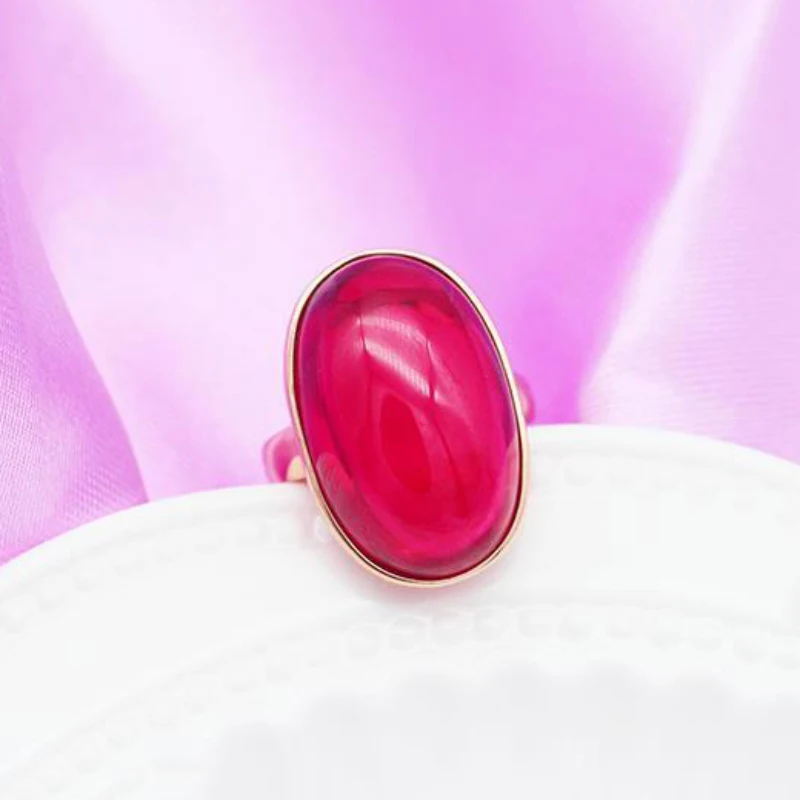 Женское Обручальное кольцо из розового золота 585 пробы с овальным глянцевым Рубином
