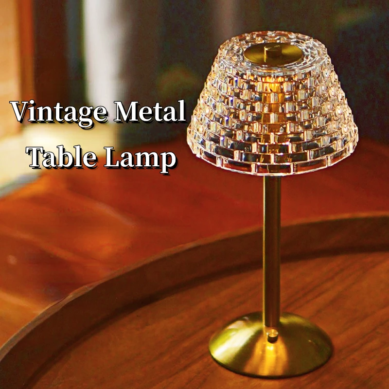 

Перезаряжаемая барная Настольная лампа с сенсорным датчиком, Хрустальная настольная лампа, беспроводная фотолампа для спальни/кофе/ресторана, Декор