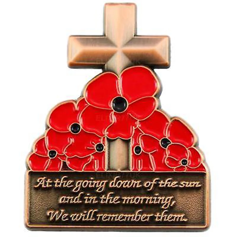

3D Cross Poppy Flower Badges on Backpack Pin Brooch Lapel Pins Badge Brooch