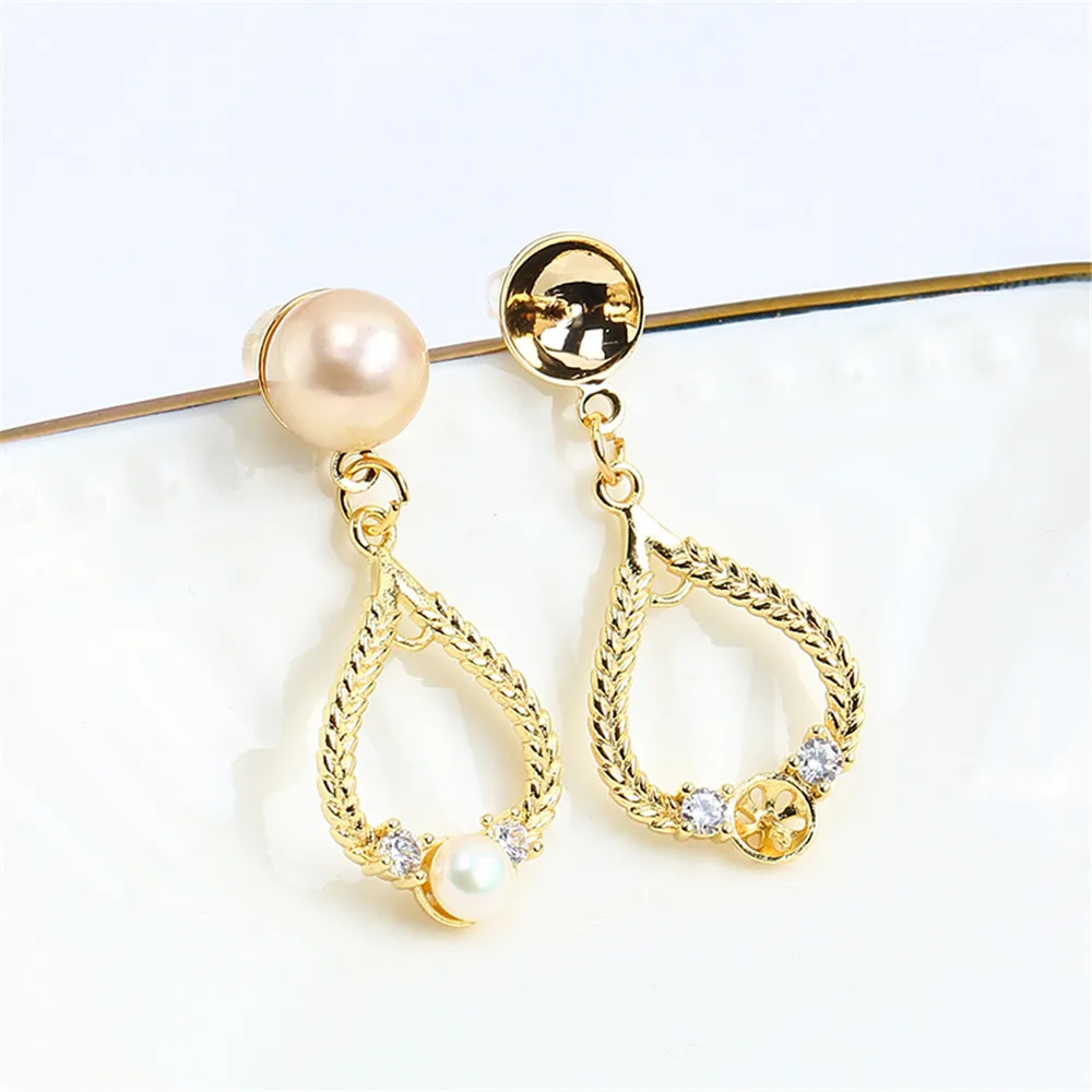 

S925 Silver Needle Domestic 14k Gold-plated Pearl Zircon DIY Empty Support Earrings Line To Send His Girlfriend.