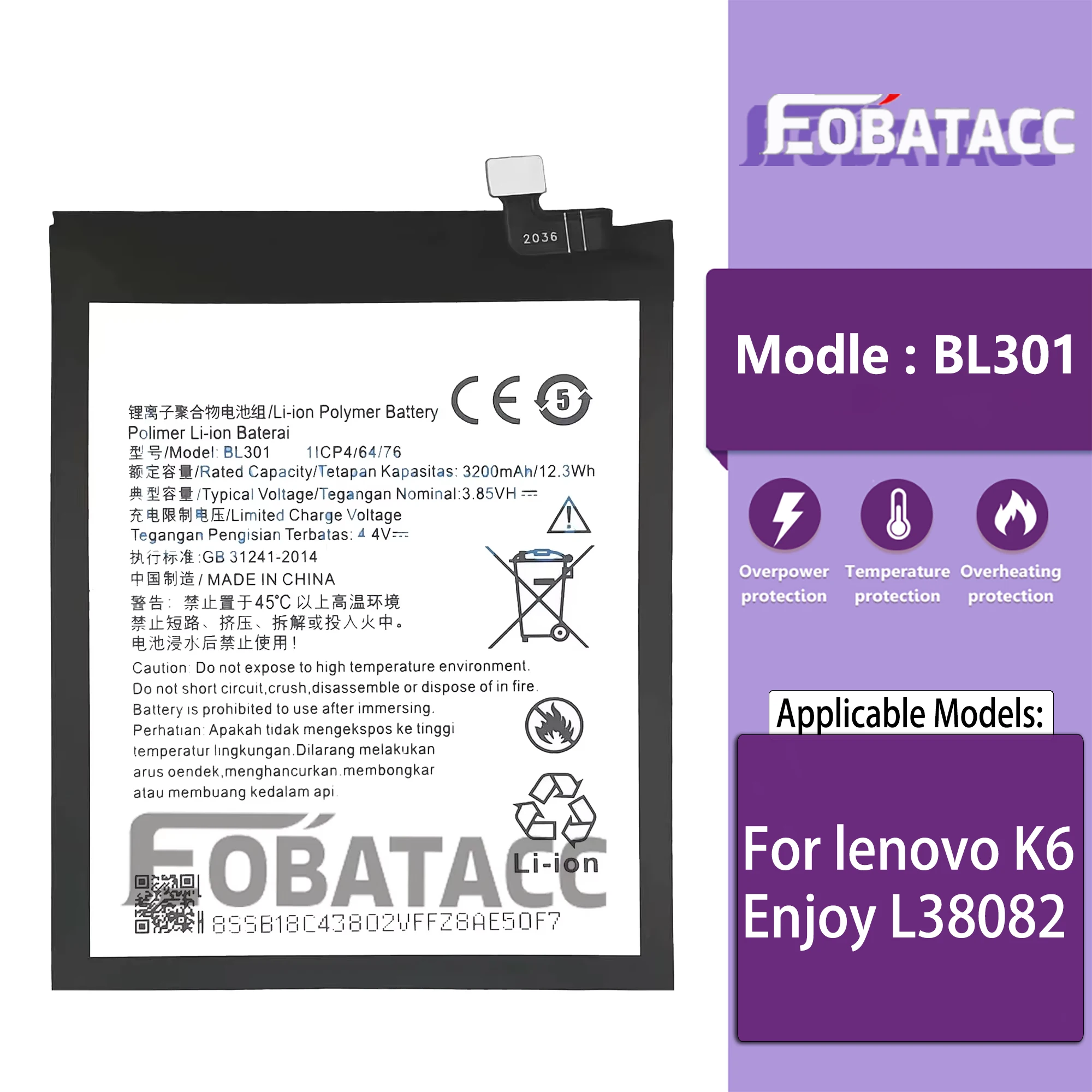 100% новый оригинальный аккумулятор BL301 для lenovo K6 Enjoy L38082 + бесплатные инструменты