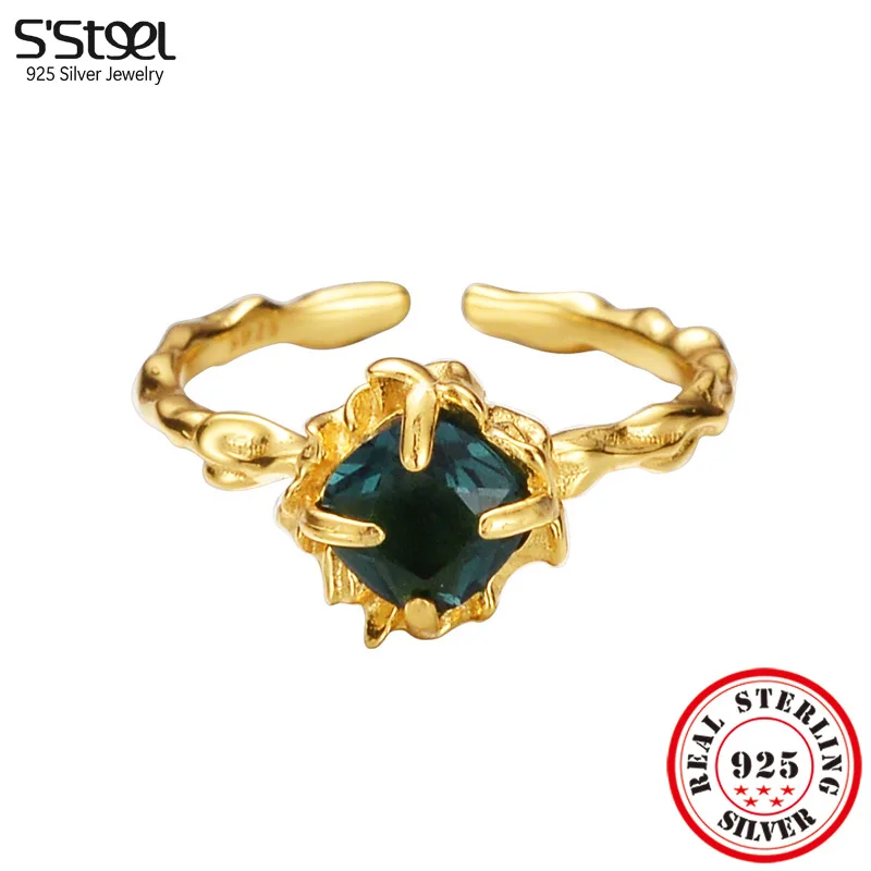 Женские регулируемые кольца из серебра 925 пробы с фианитом