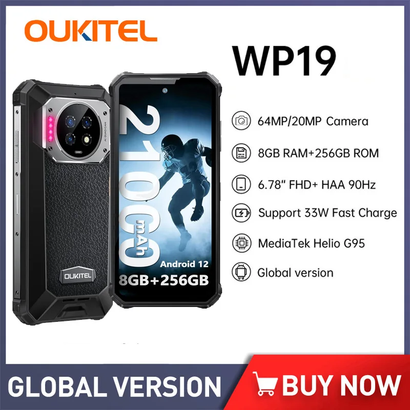 Oukitel WP19 смартфоны прочный смартфон большой аккумулятор 21000mah мобильный телефон 64 м камера смартфоны сотовые телефоны разблокированный ночн...