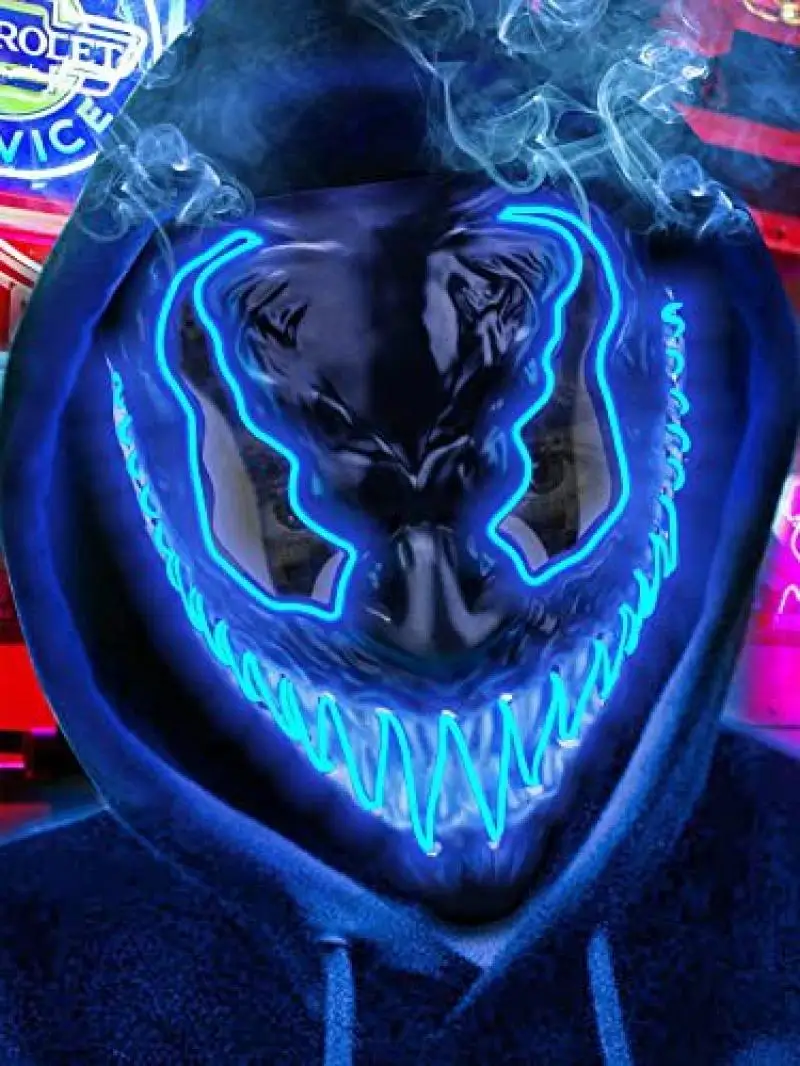 

2022Fashion Hot Sales Halloween Party Mask Neon LED Mask Luminous Glowing Venom Mask Halloween Cosplay Mask Horror Maska