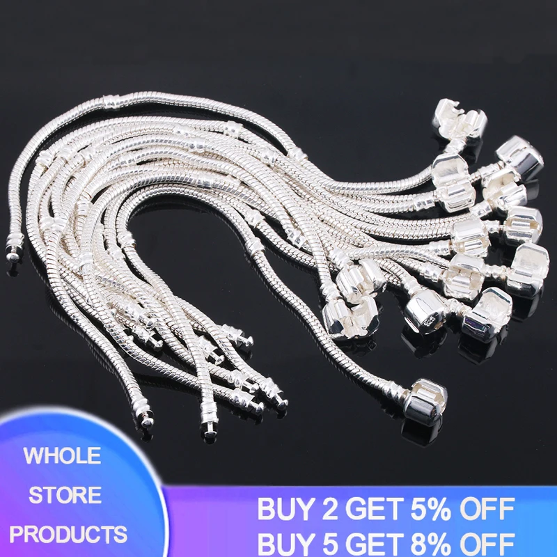 

Sent Certificate! Genuine Tibetan Silver Snake Chain Fine Prevent Allergy Bracelet Fit DIY Beads Charms Bracelet for Women