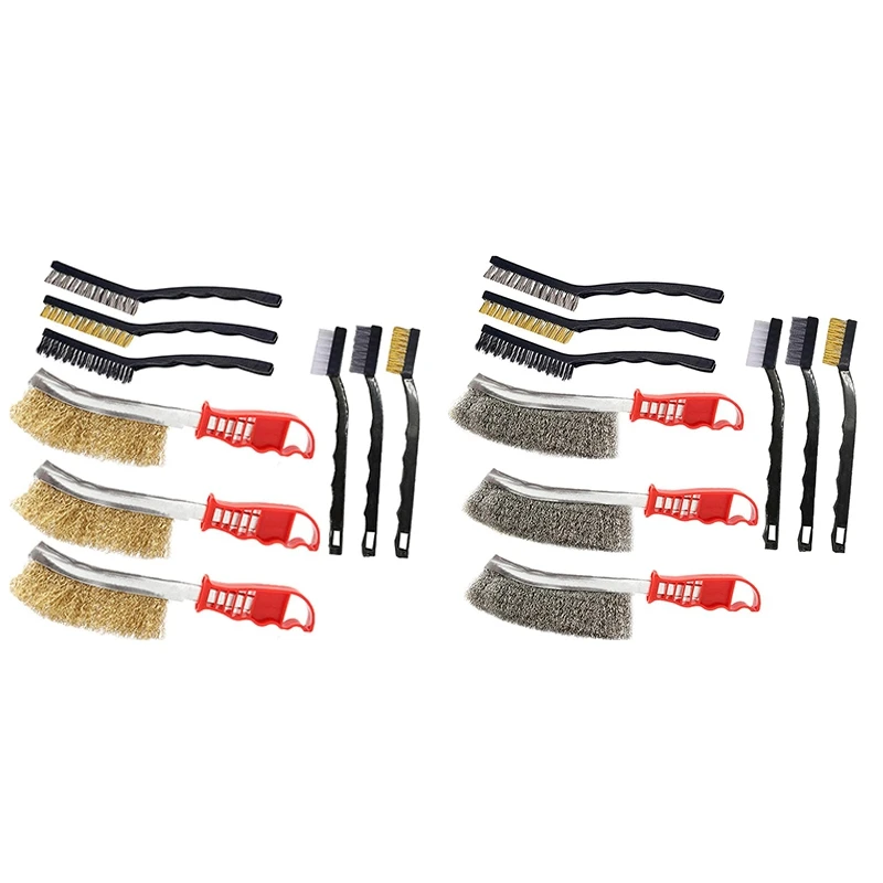 

HLZS-9Pcs Wire Brush For Rust Removal Small Wire Brush For Cleaning Welding Slag Rust Dust And Outdoor Drill Grill