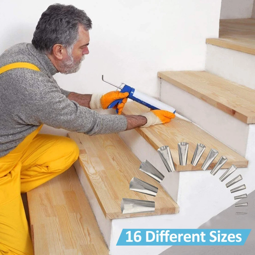 

16pcs Caulk Nozzle Brush Glue Nozzle Tape Countertops Finishing Hand Tools