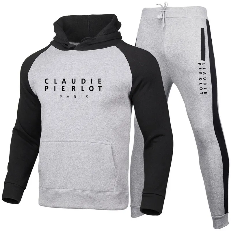 Men's Autumn and Winter Leisure Sports Print Set Hoodie+Pants 2 Piece Casual Sports Wear Men's Sports Wear  Brand Clothing