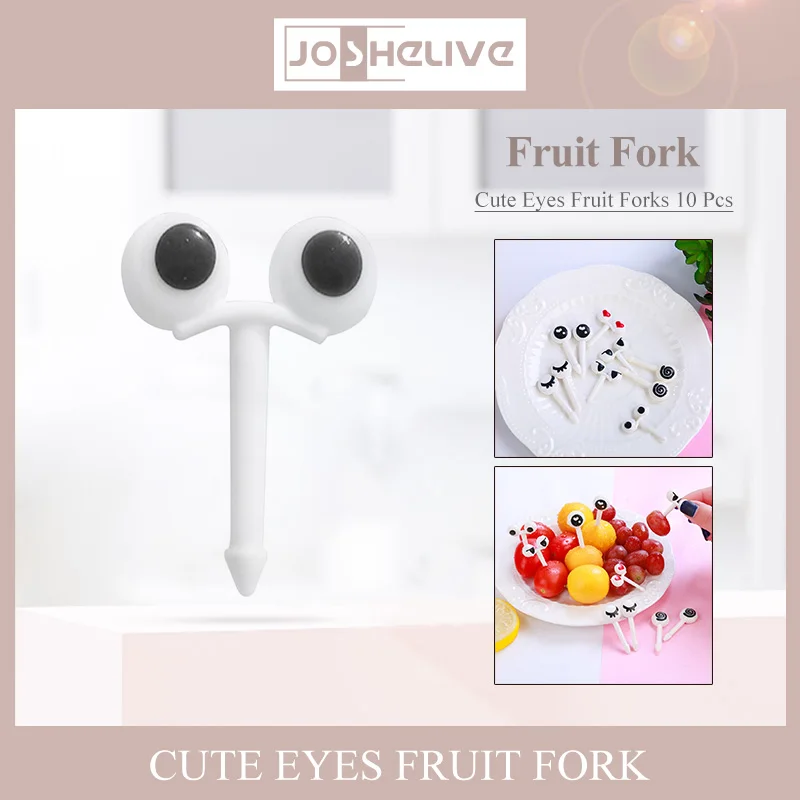 

2/4/5PCS / Lot Cute Plastic Fruit Toothpick Lovely Eye Cartoon Forks Bento Decorative Tableware Food Picks Fish Fork Dessert New