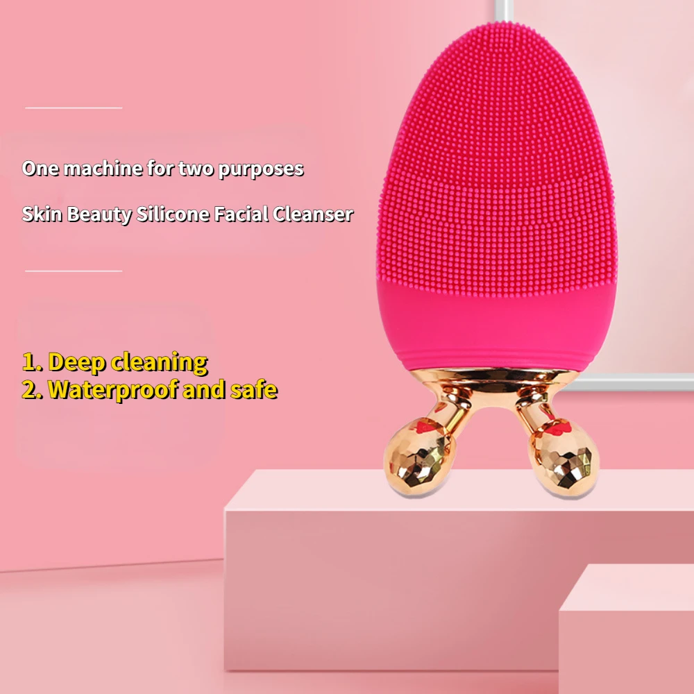 

Electric Facial Cleansing Instrument USB Rechargeable Silicone Face Washing Brush Ultrasonic Vibration Facial Lifting Massager