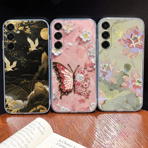 Чехол для телефона Samsung Galaxy M35 M55 C55 F55 5G с милыми цветами, легкий чехол для Galaxy M 35, мягкий силиконовый прозрачный бампер