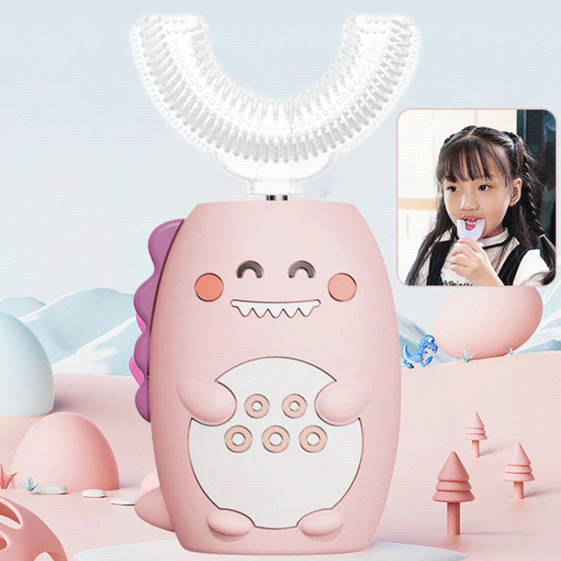 

Children Electric Toothbrush Smart 360 Degrees U Shape Cartoon Pattern Kids Toothbrushes Rechargeable Sonic Automatic Toothbrush