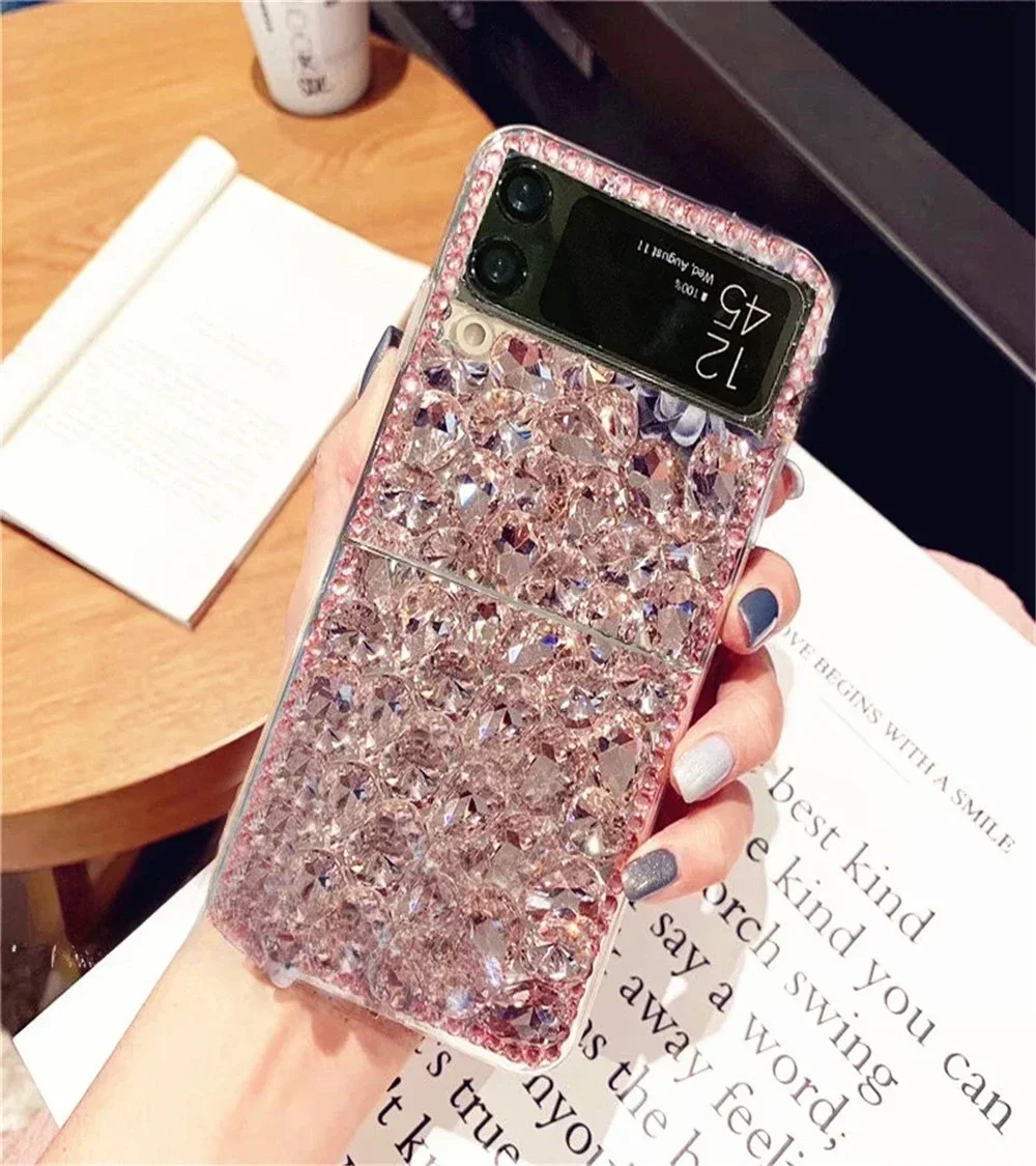 Роскошный блестящий чехол для телефона со стразами и бриллиантами Samsung Galaxy Z Flip1 2 3