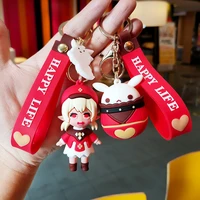 anime genshin impact figure klee action figures kawaii keychain pendant for bag cartoon key chain ornaments cute toys for boys